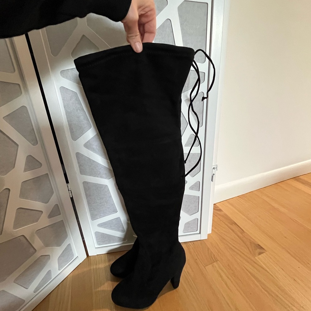 Zigi Soho Black Over the Knee Boots Sleek Suede-Like Finish